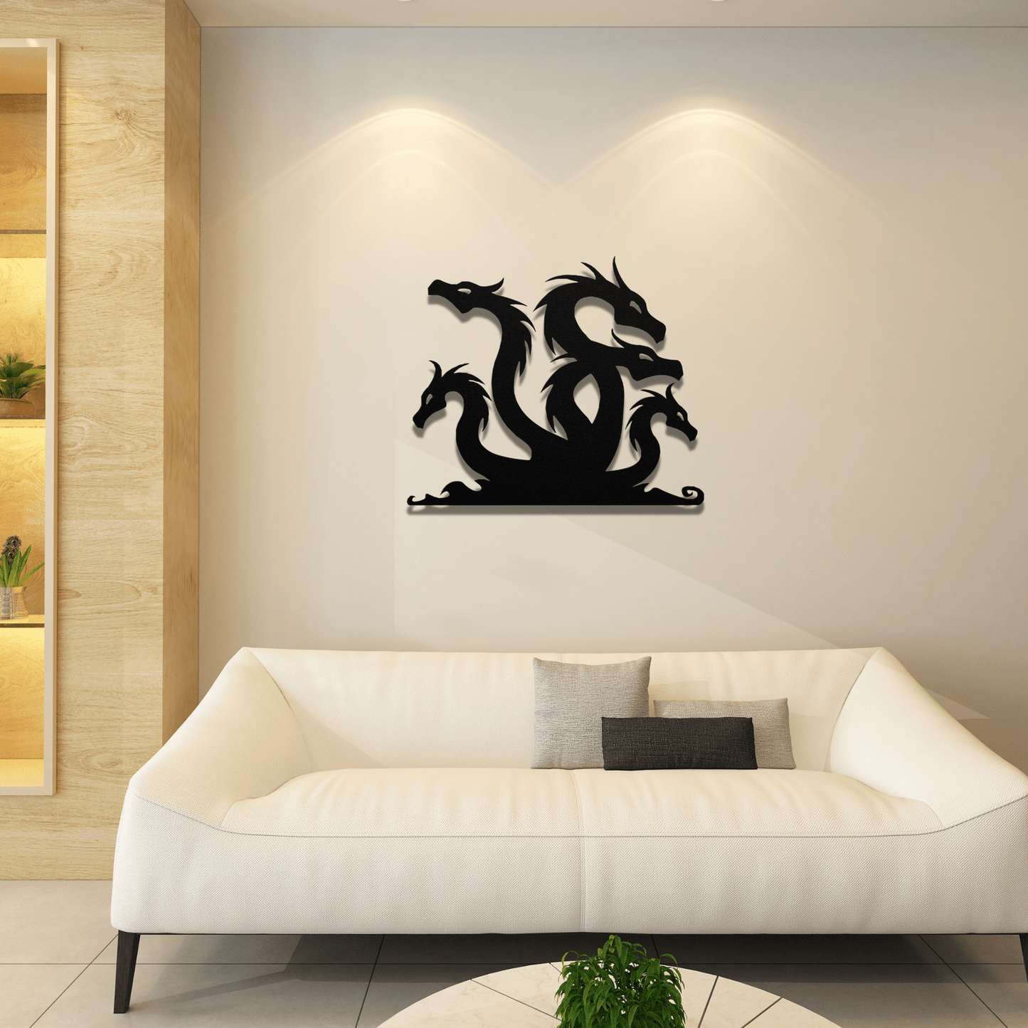 Dragon Serpent Heads Metal Wall Art