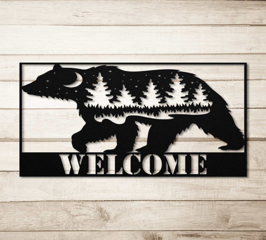 Bear Wilderness Metal Welcome Sign