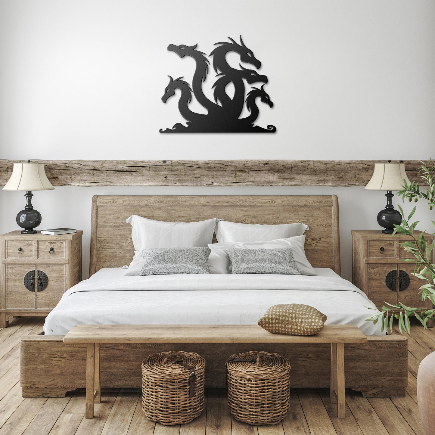 Dragon Serpent Heads Metal Wall Art