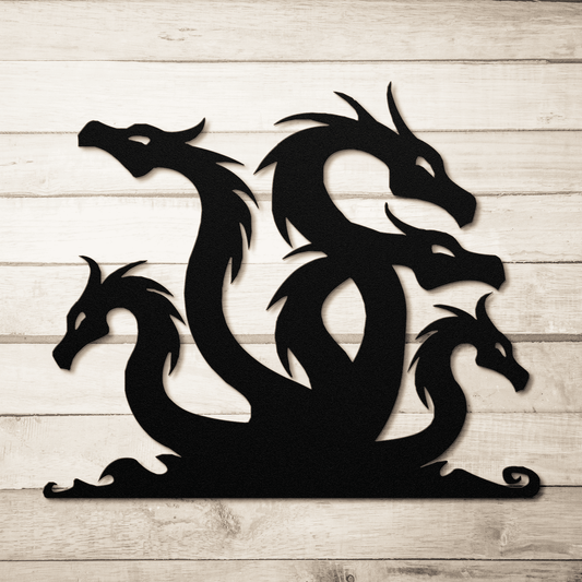 Dragon Serpent Heads Metal Wall Art