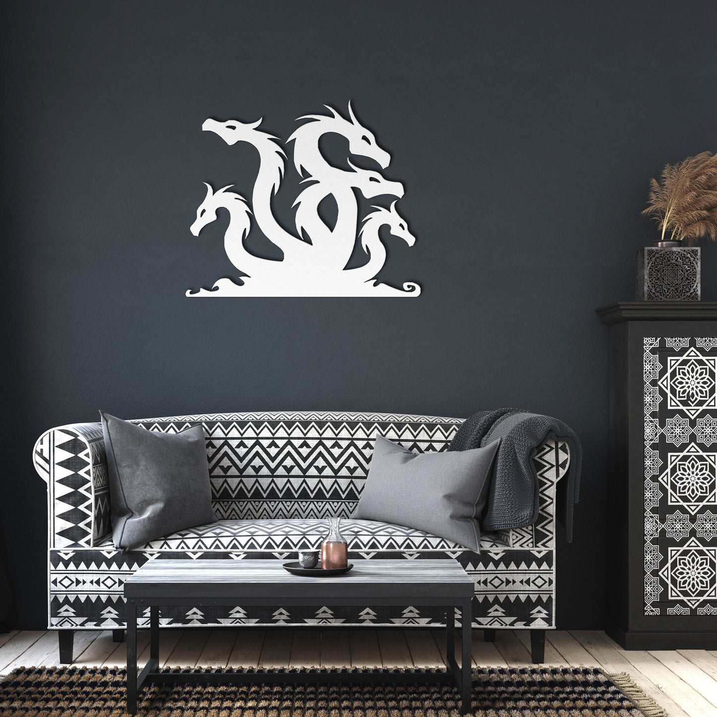 Dragon Serpent Heads Metal Wall Art