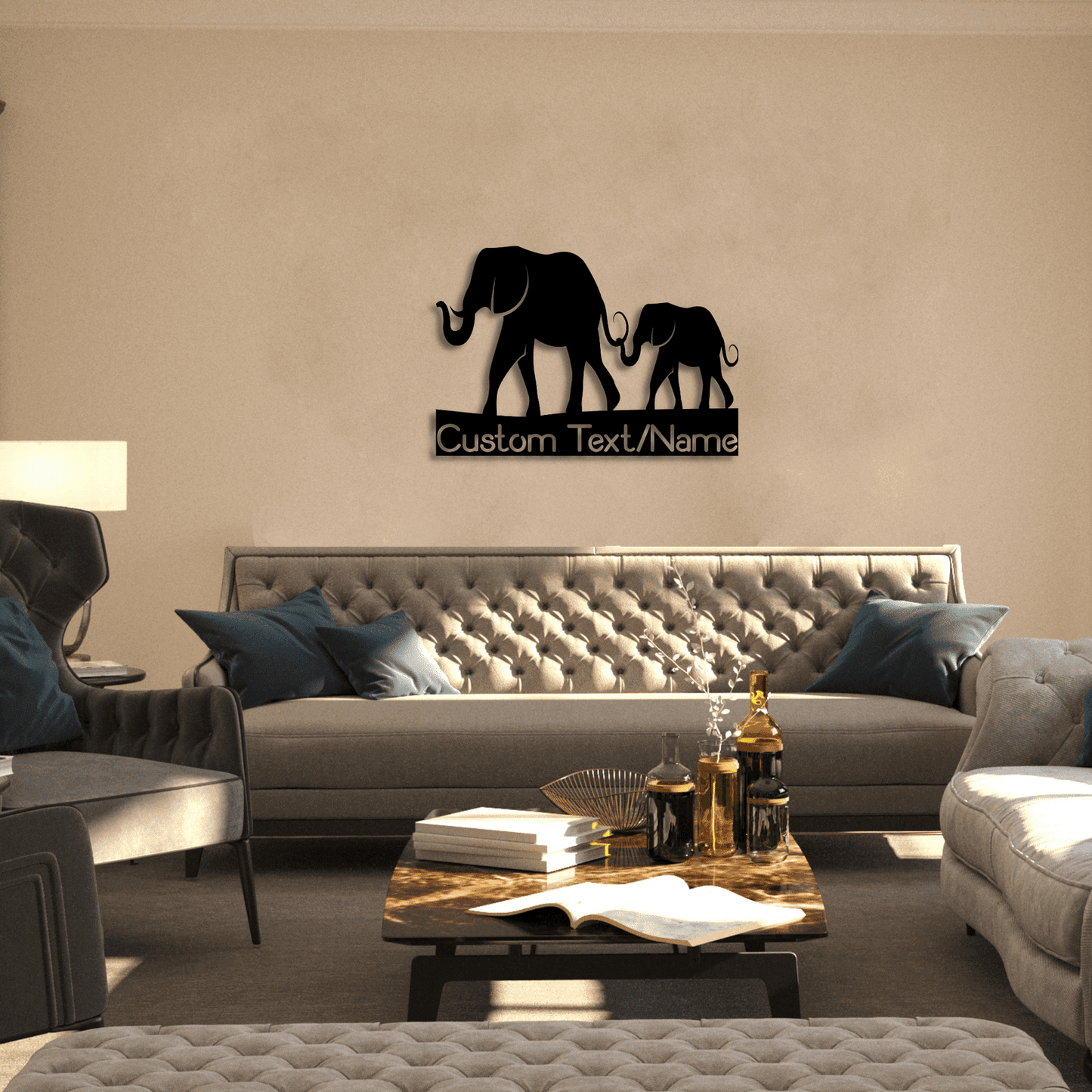 Elephant and Baby Metal Wall Art