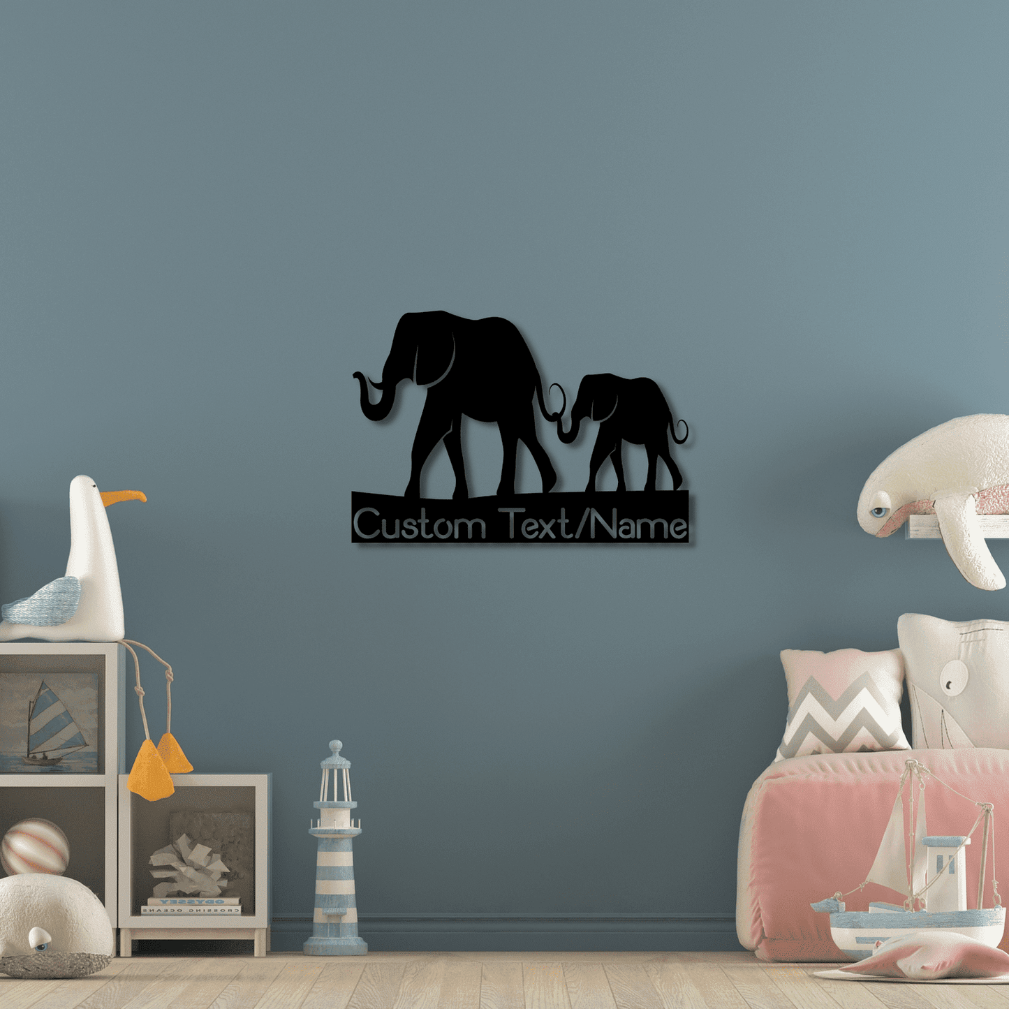 Elephant and Baby Metal Wall Art