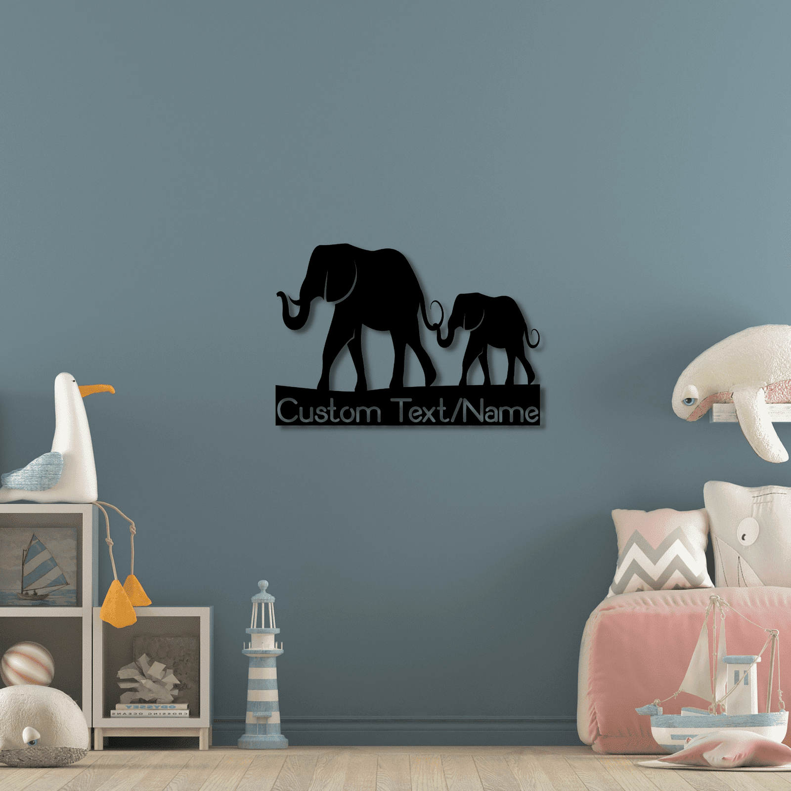 Elephant and Baby Metal Wall Art