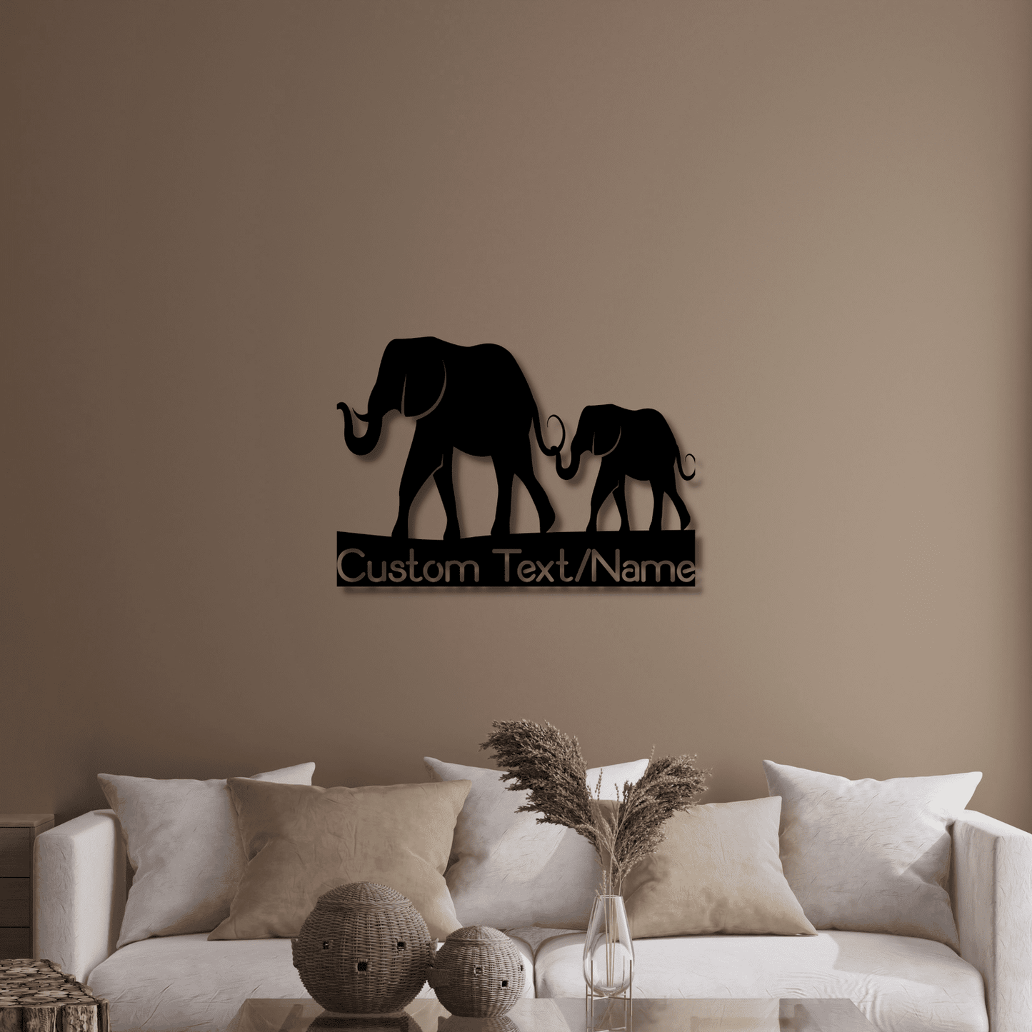 Elephant and Baby Metal Wall Art