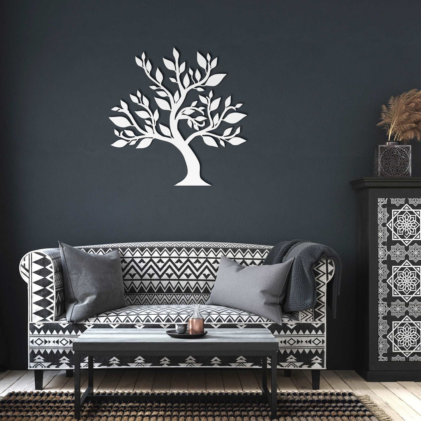 Metal Tree With Leaves Wall Art