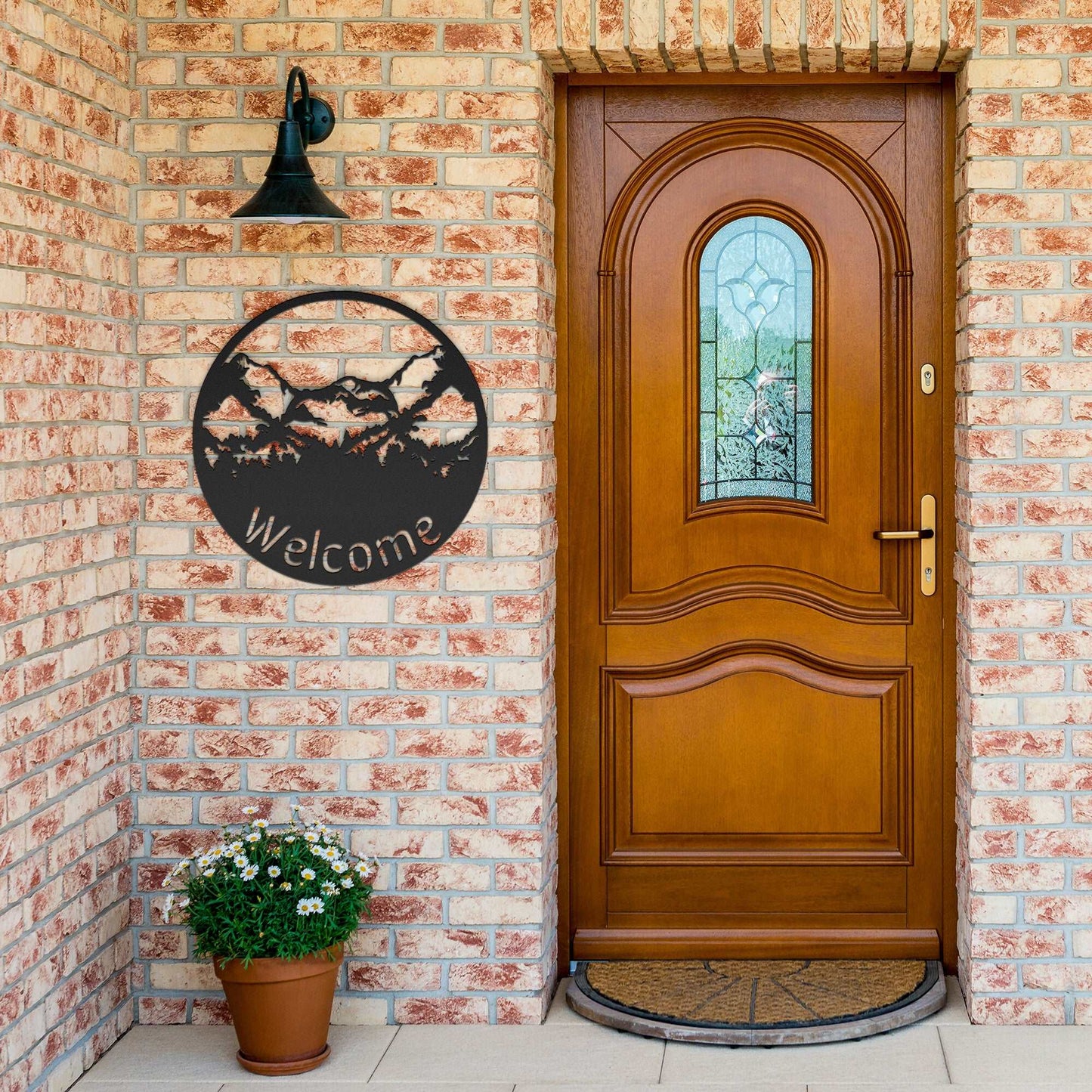 Mountainous Metal Welcome Sign