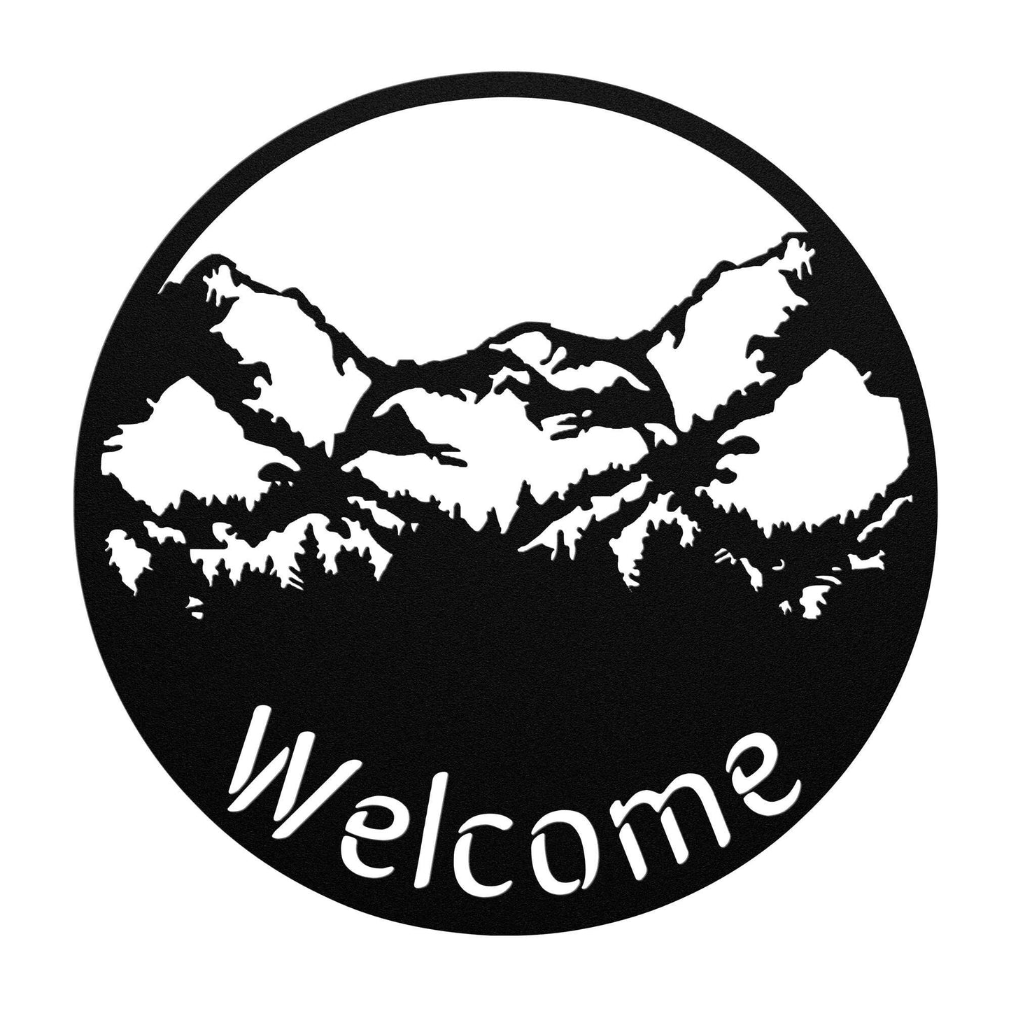 Mountainous Metal Welcome Sign