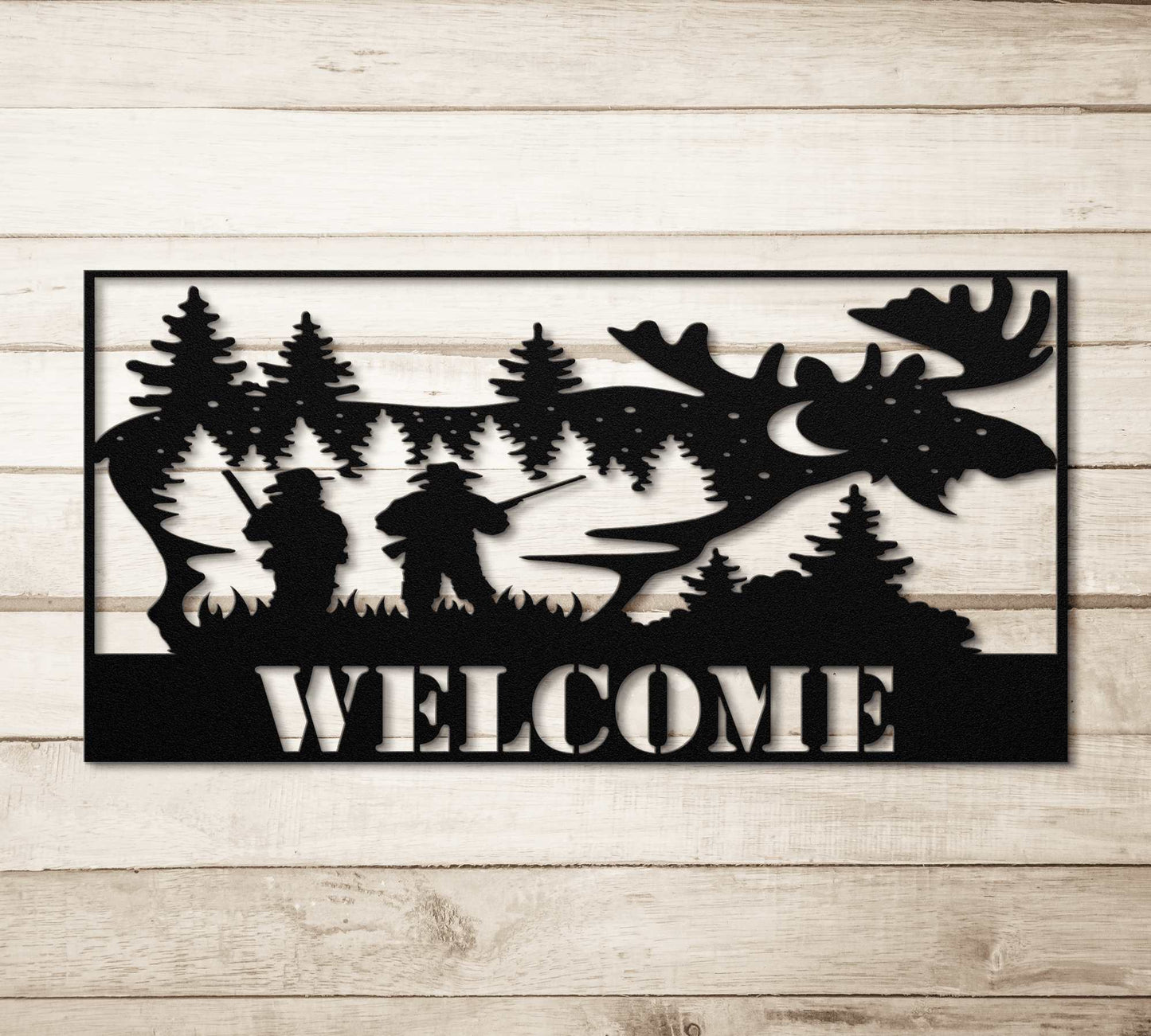 Moose Metal Welcome Sign