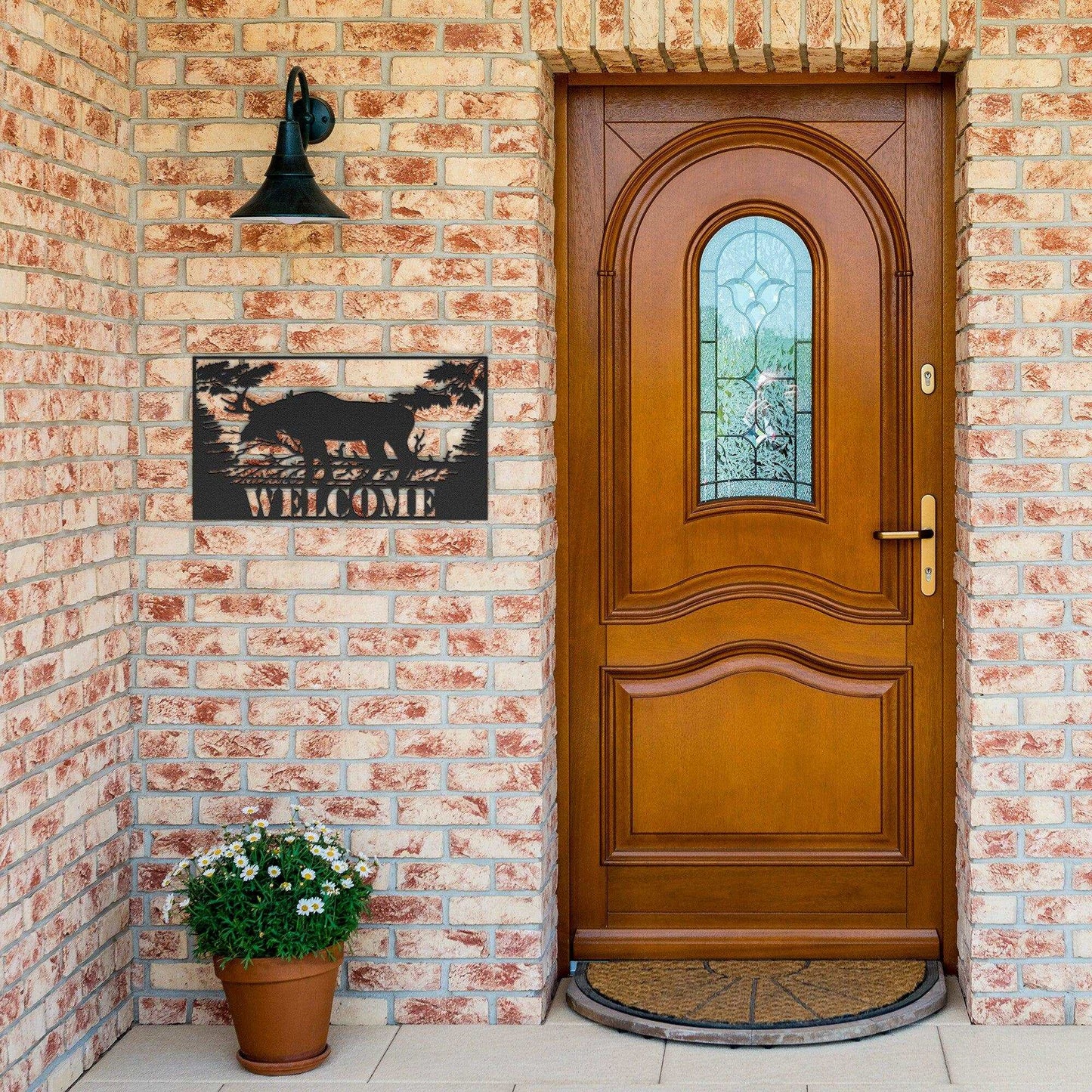 Moose Wilderness Front Door Metal Welcome Sign