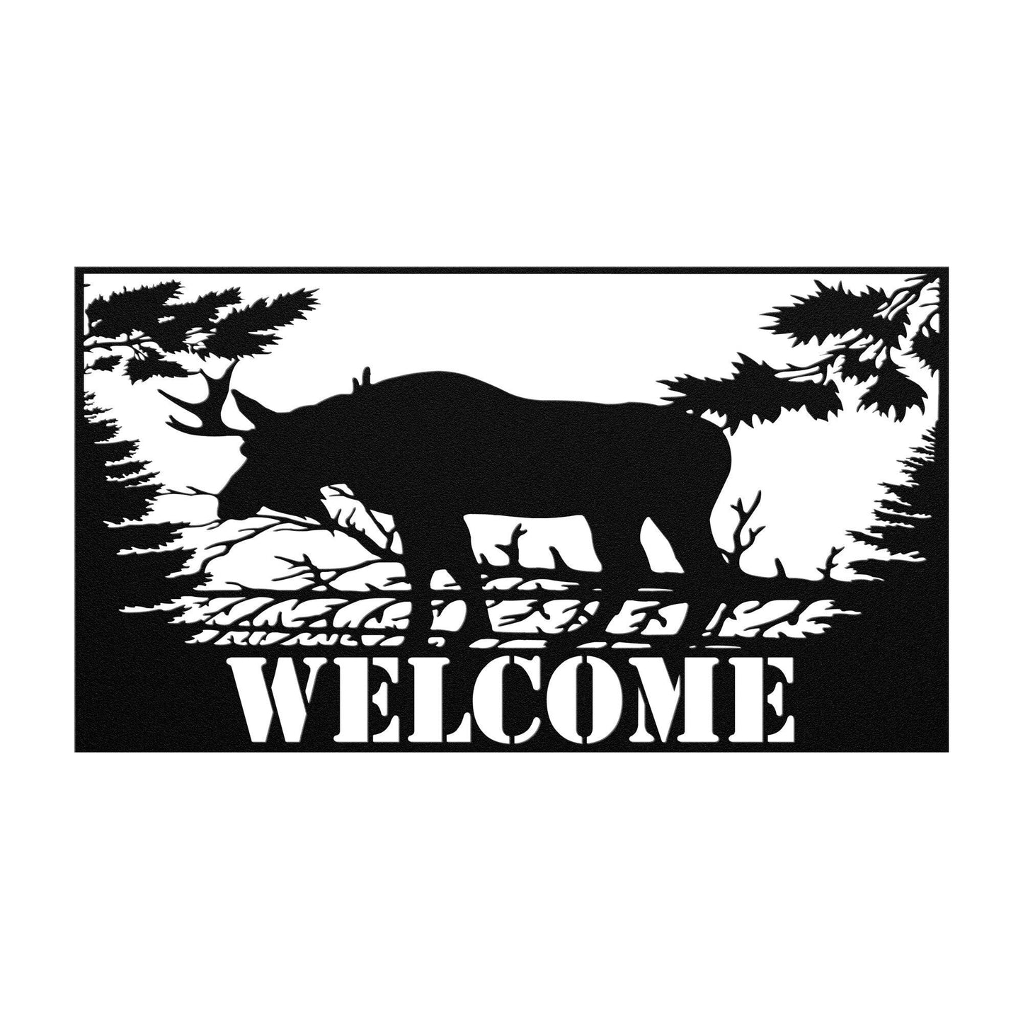 Moose Wilderness Front Door Metal Welcome Sign