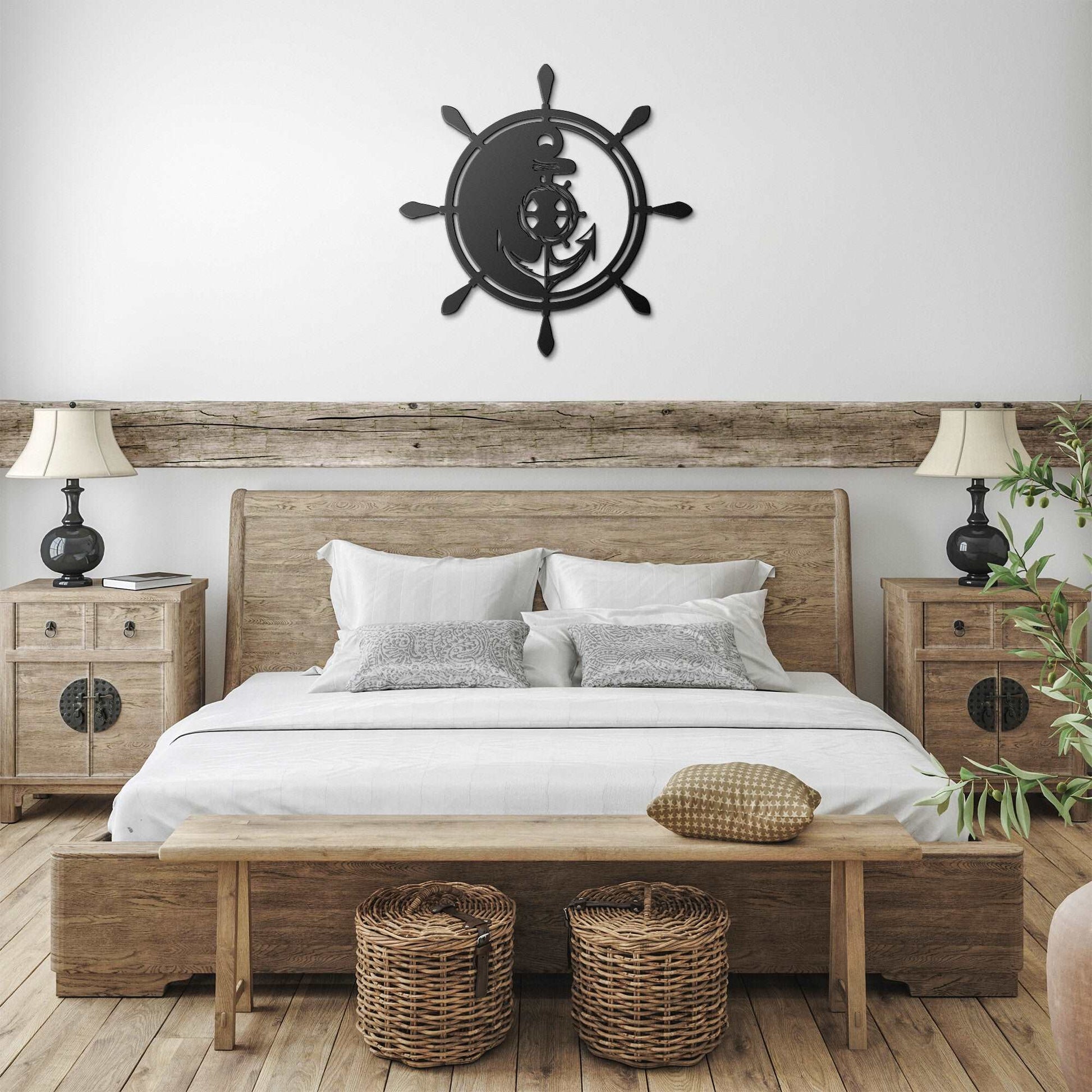 Nautical Anchor Wheel Metal Wall Art