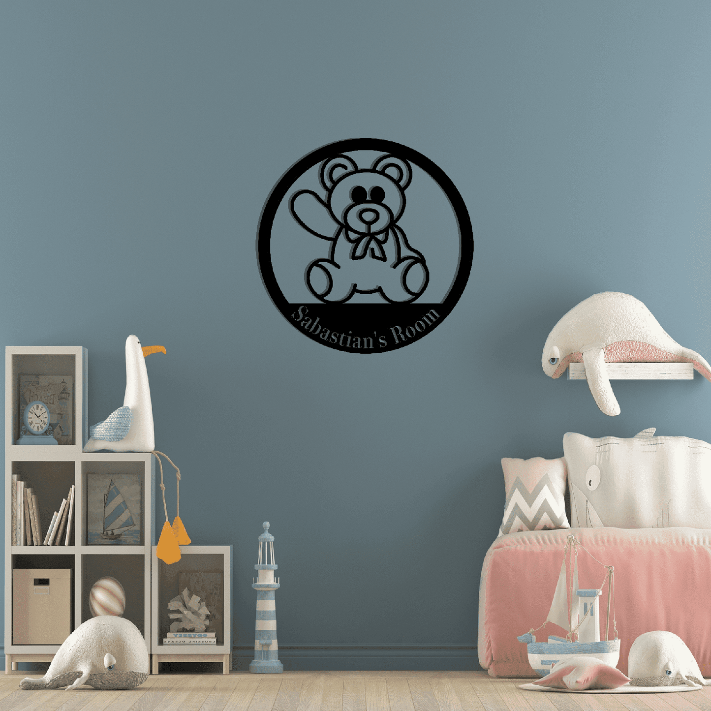 Personalized Teddy Monogram Wall Art