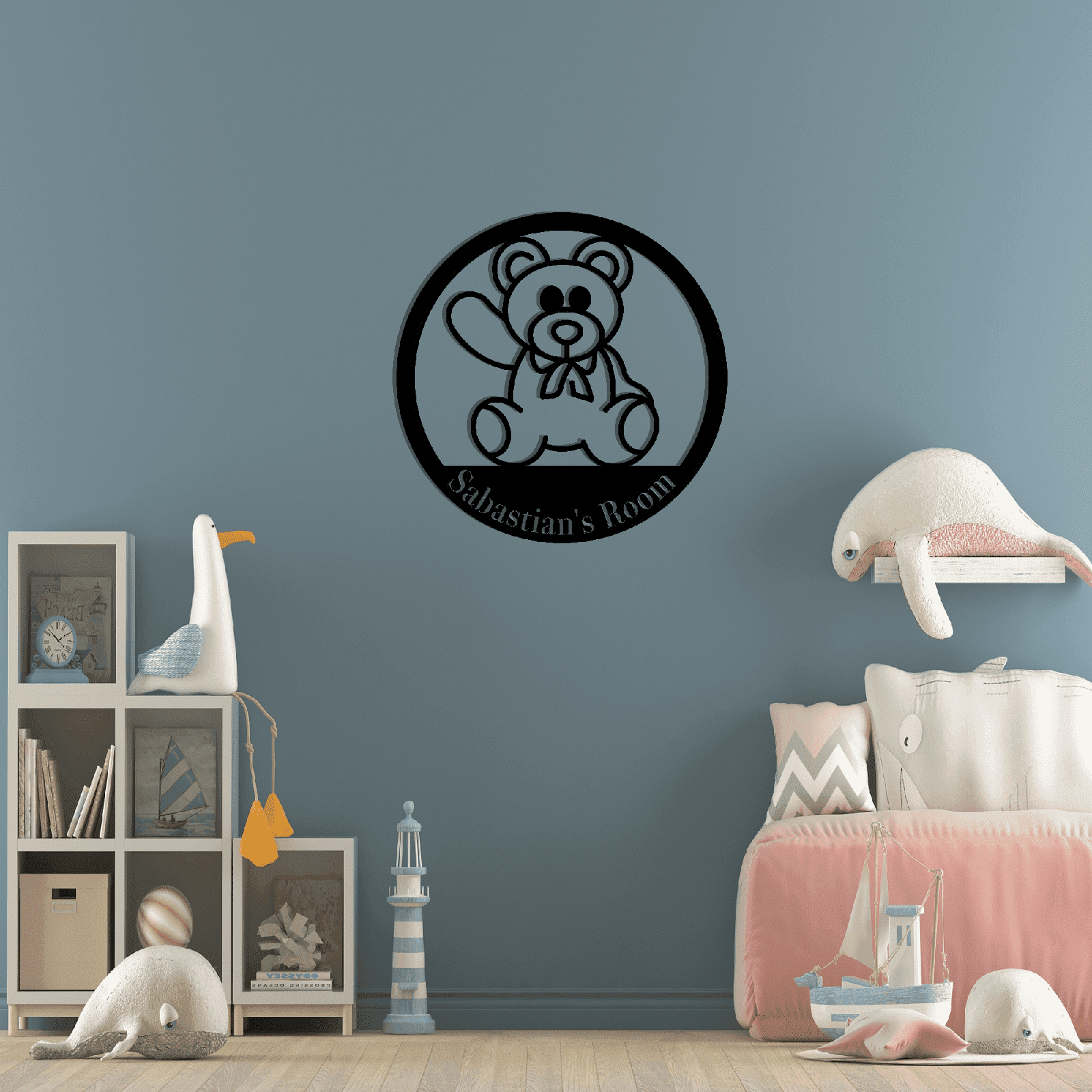 Personalized Teddy Monogram Wall Art
