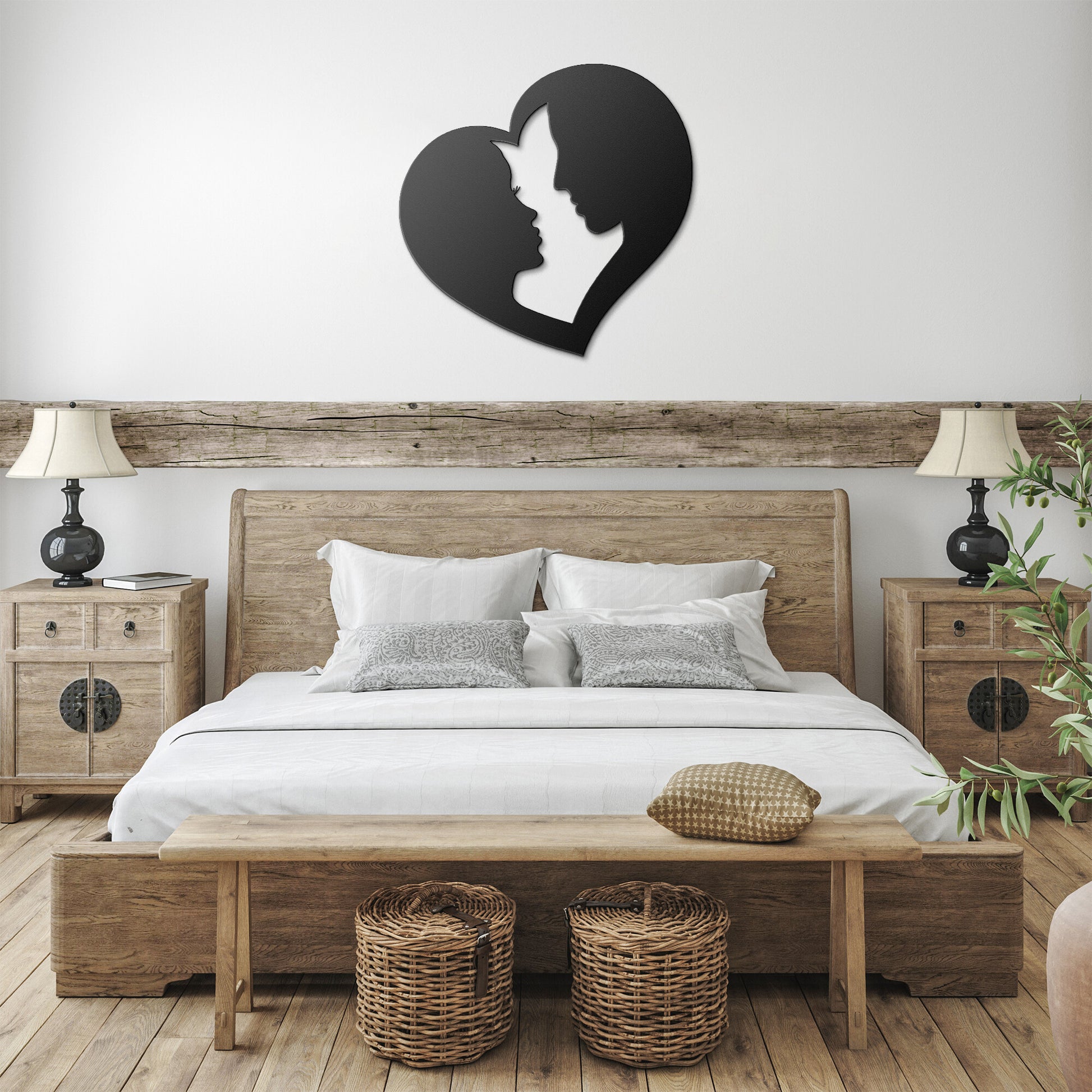 Romantic Couple Heart Metal Wall Art