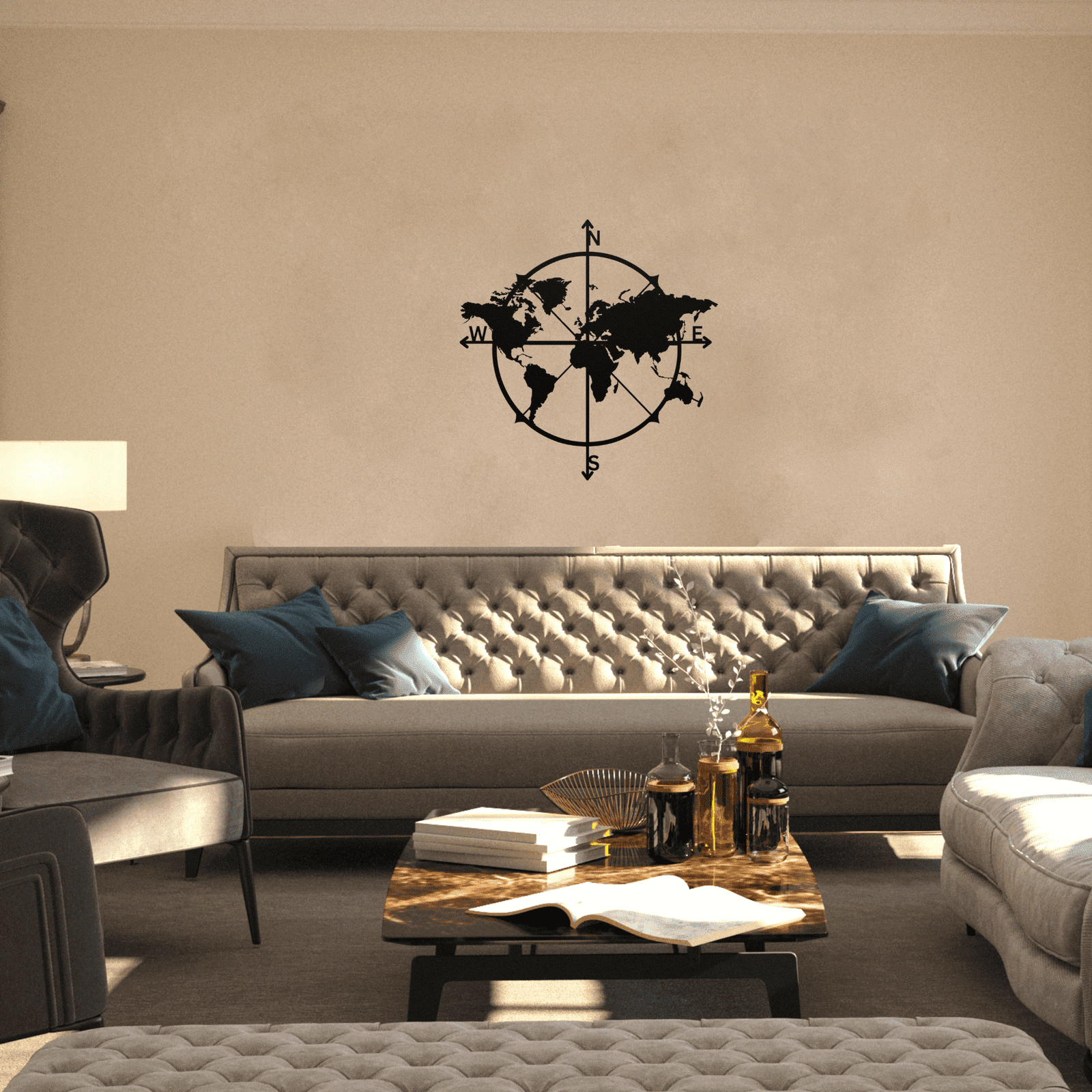 World Map Metal Wall Art