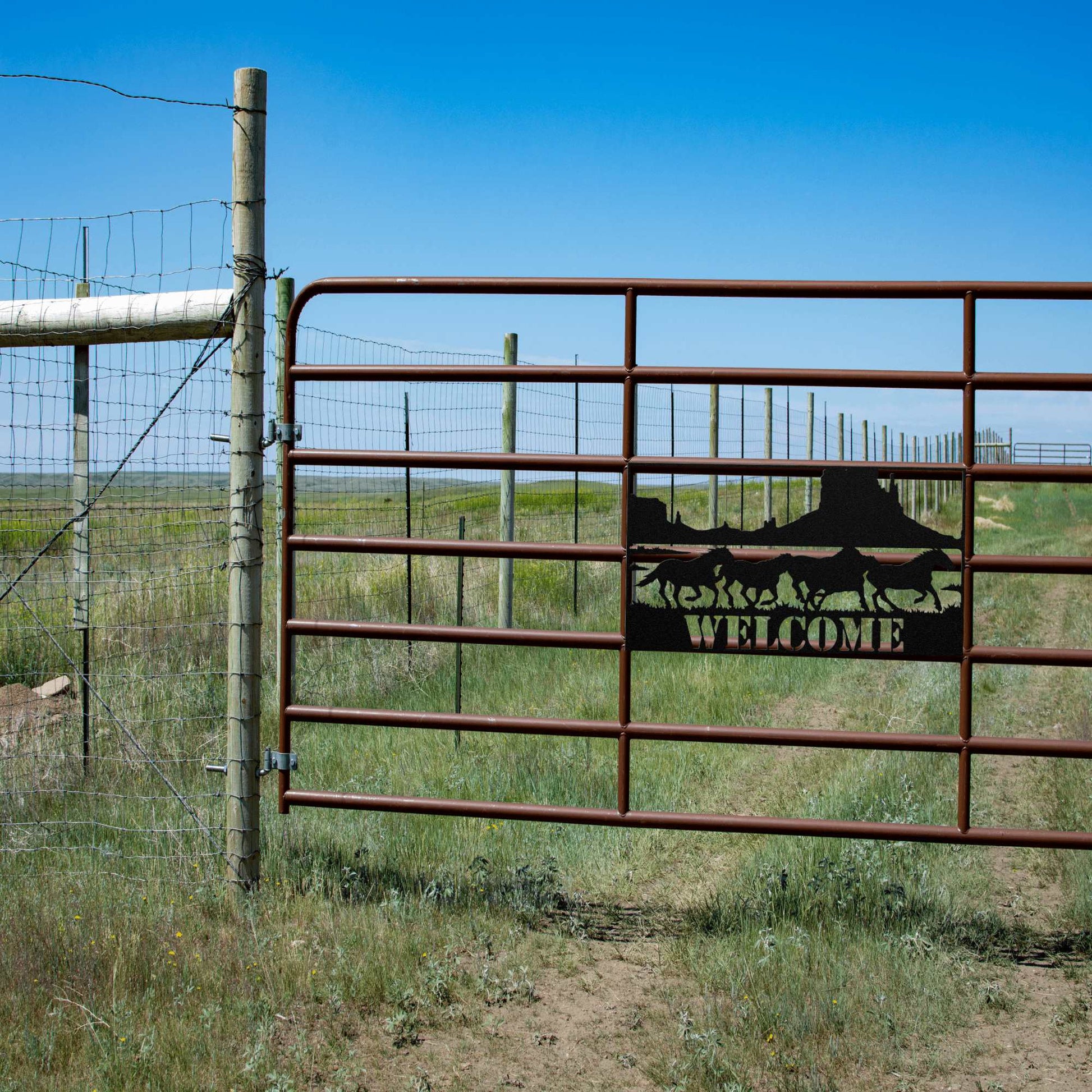 Herd of Horses Metal Welcome Sign