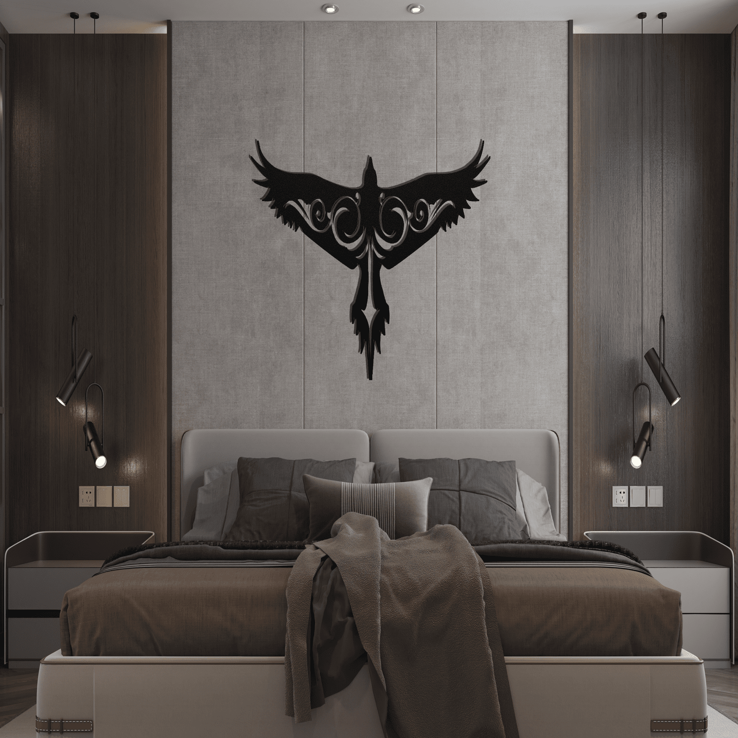 Raven Wings Spread Metal Wall Art